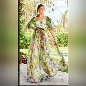 Badgley Mischka Multicolor Floral Maxi Dress